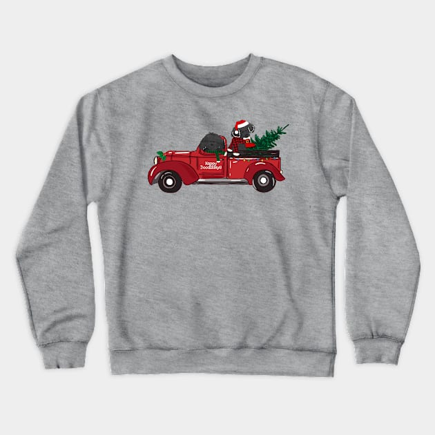 Cartoon Labradoodles Red Christmas Truck Crewneck Sweatshirt by EMR_Designs